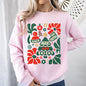 Red Merry and Bright, Ornament, Tree, Merry Christmas, Flowers, Floral Sweatshirt