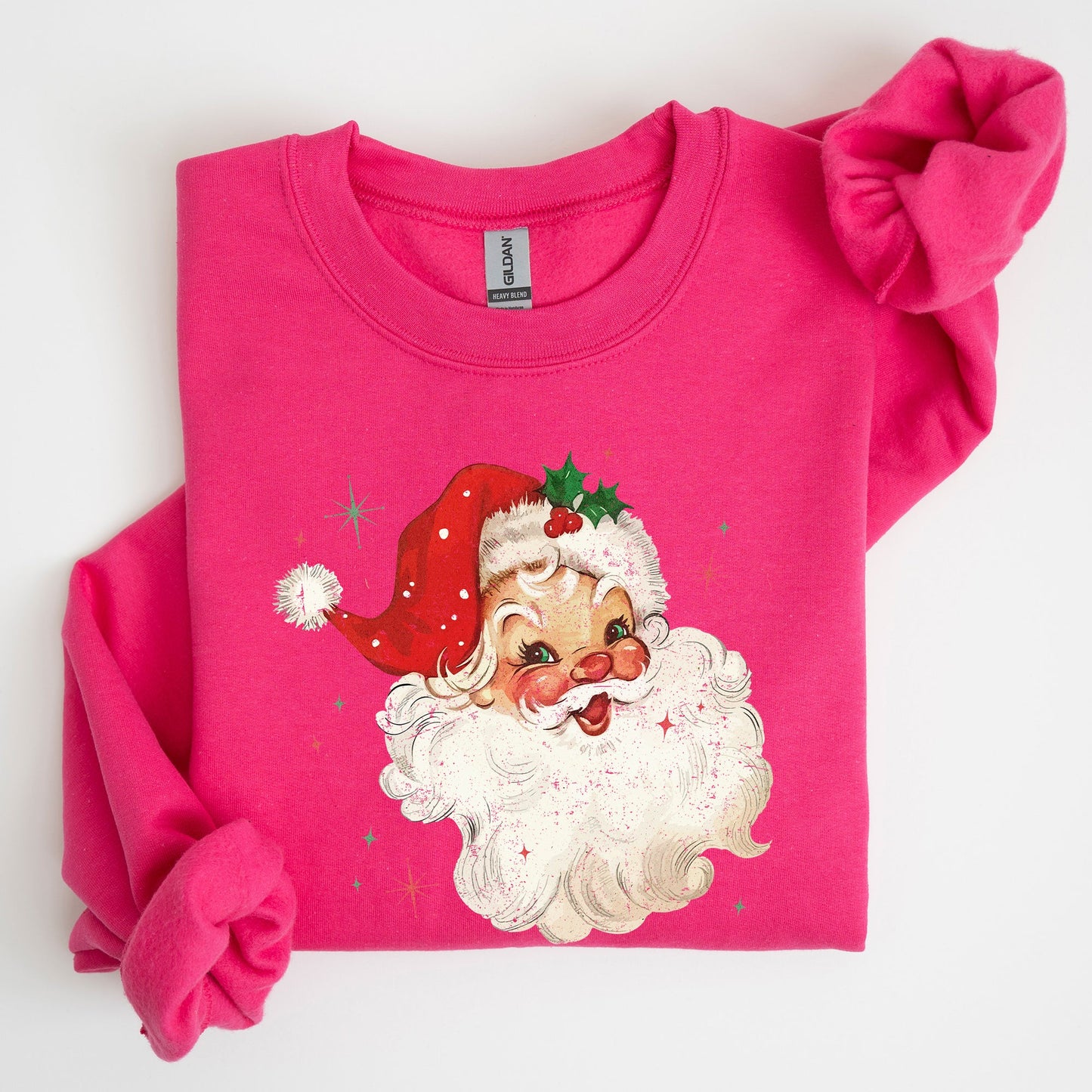 Red Retro Santa Claus, Christmas Vintage Classic, Snow, Xmas Sweatshirt