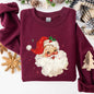 Red Retro Santa Claus, Christmas Vintage Classic, Snow, Xmas Sweatshirt