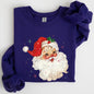 Red Retro Santa Claus, Christmas Vintage Classic, Snow, Xmas Sweatshirt