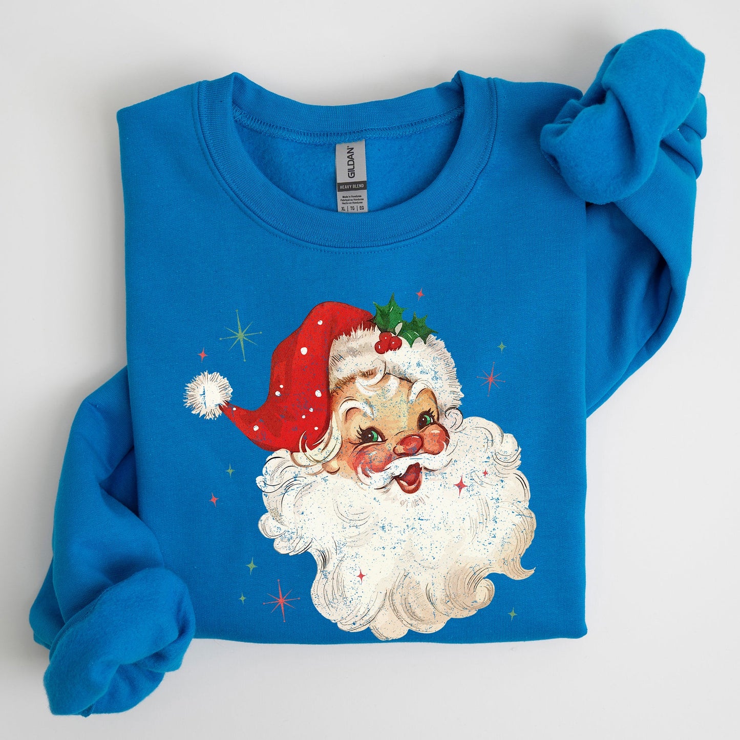 Red Retro Santa Claus, Christmas Vintage Classic, Snow, Xmas Sweatshirt