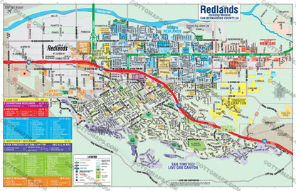Redlands Map with Mentone, San Bernardino County, CA - POSTER PRINTS