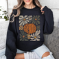 Retro Autumn, Pumpkin and Flowers, Fall, Halloween Sweatshirt