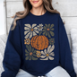 Retro Autumn, Pumpkin and Flowers, Fall, Halloween Sweatshirt