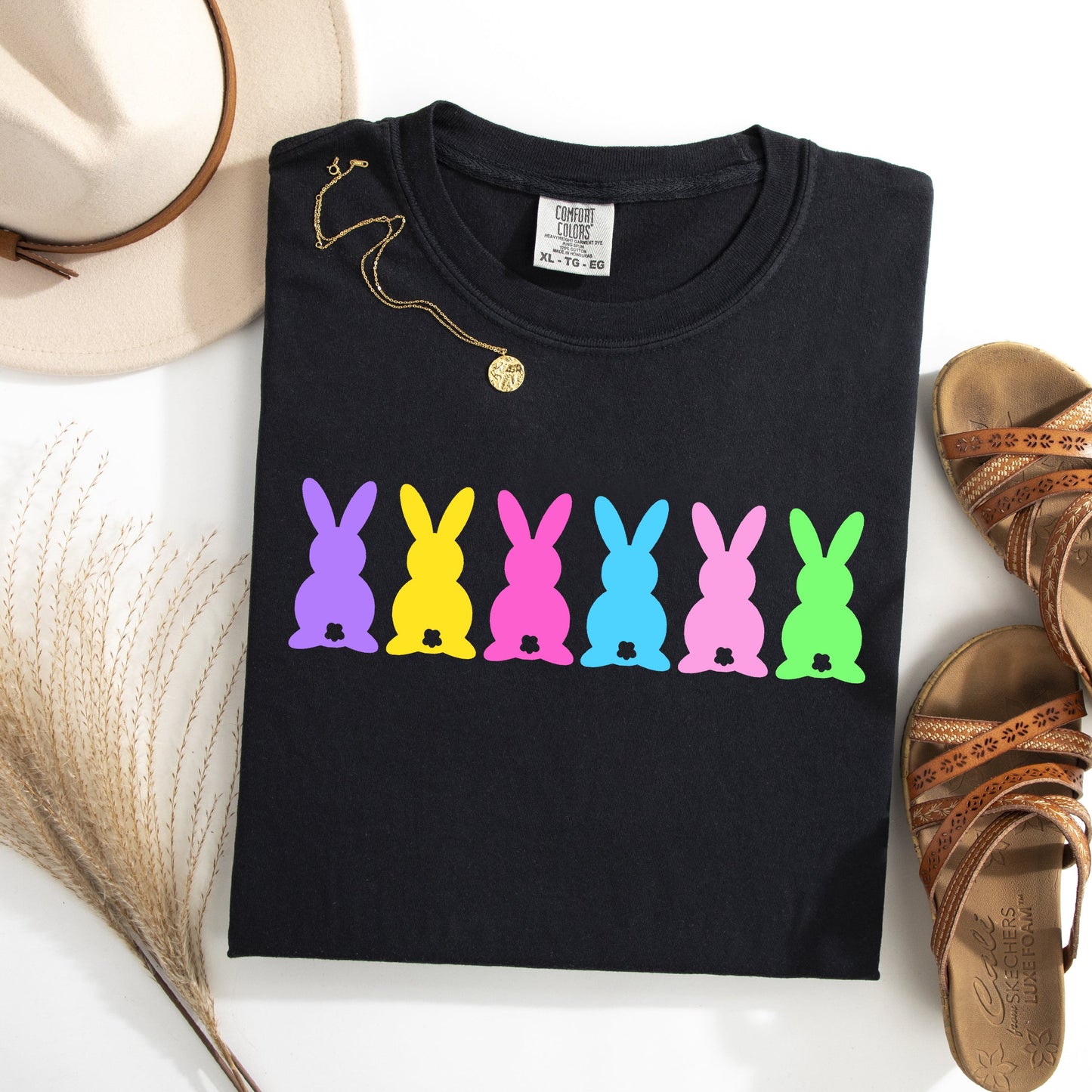 Retro Bunnies, Colorful, Pastel, Easter, Bunny, Jesus, Rabbit, Holiday Tshirt Comfort Colors T-Shirt