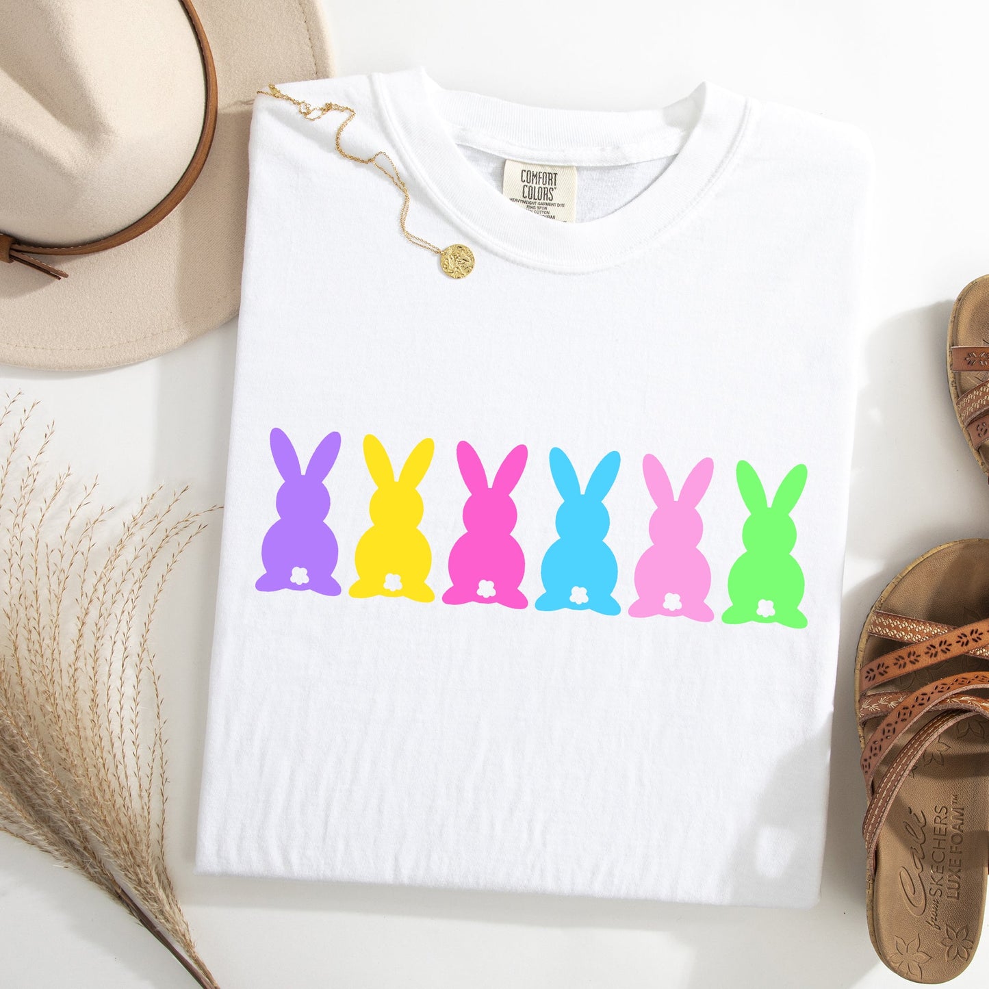 Retro Bunnies, Colorful, Pastel, Easter, Bunny, Jesus, Rabbit, Holiday Tshirt Comfort Colors T-Shirt