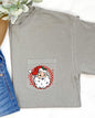 Retro Checkered Santa, Pocket, Christmas, Snow, Winter, Xmas Pocket Tee Comfort Colors T-Shirt