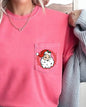 Retro Checkered Santa, Pocket, Christmas, Snow, Winter, Xmas Pocket Tee Comfort Colors T-Shirt