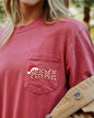 Retro Christmas Mama, Checkered, Pocket, Santa, Snow, Winter, Xmas Pocket Tee Comfort Colors T-Shirt