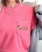 Retro Christmas Mama, Checkered, Pocket, Santa, Snow, Winter, Xmas Pocket Tee Comfort Colors T-Shirt