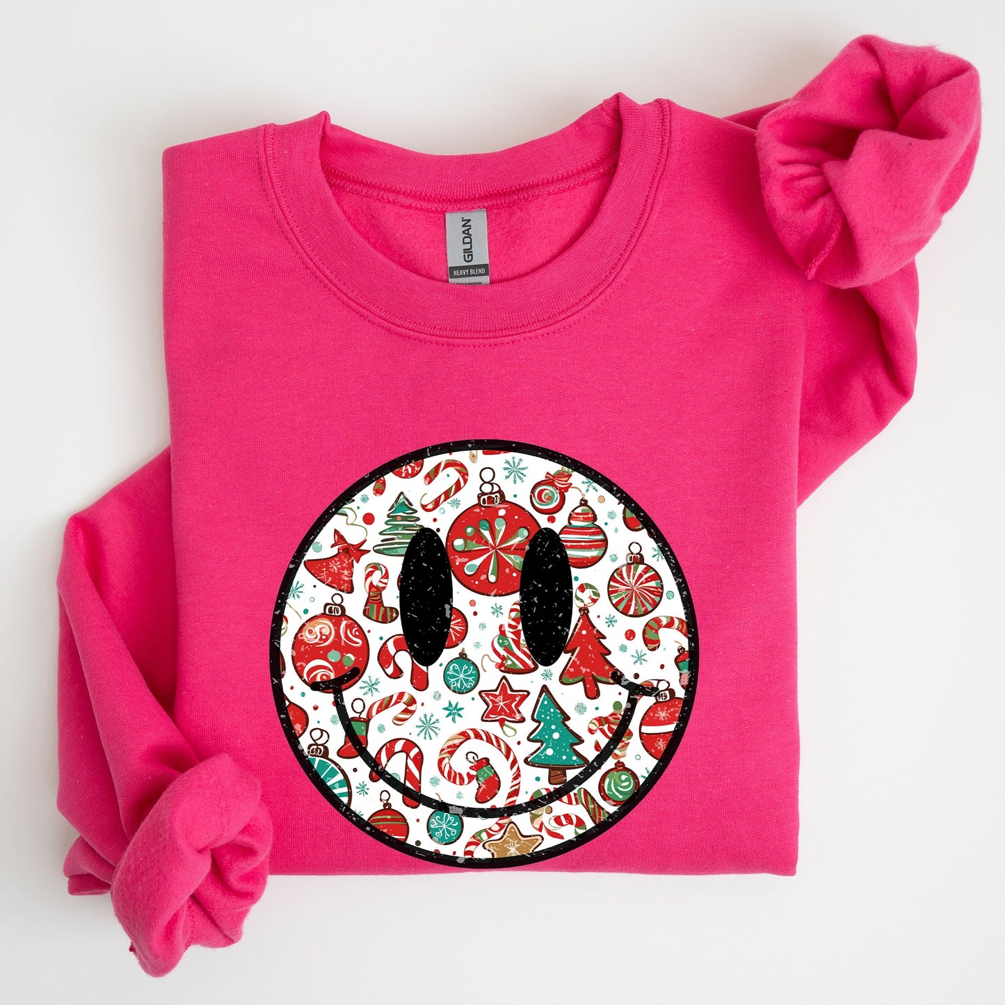 Retro Christmas Smiley, Funny, Winter, Santa, Xmas Sweatshirt