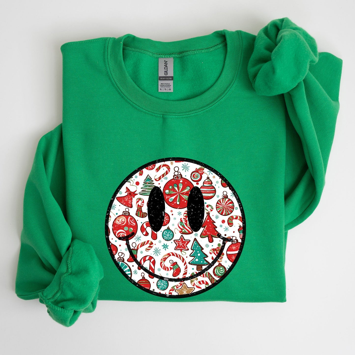 Retro Christmas Smiley, Funny, Winter, Santa, Xmas Sweatshirt