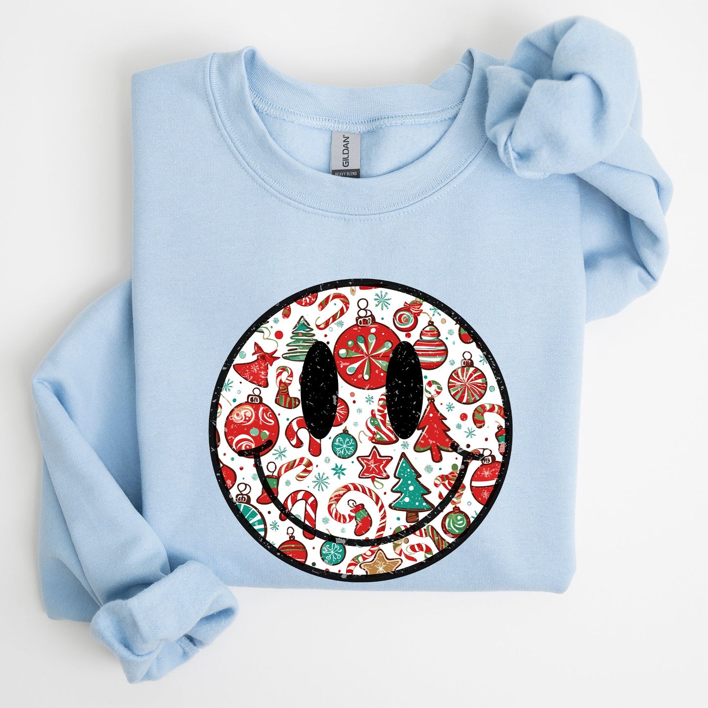 Retro Christmas Smiley, Funny, Winter, Santa, Xmas Sweatshirt