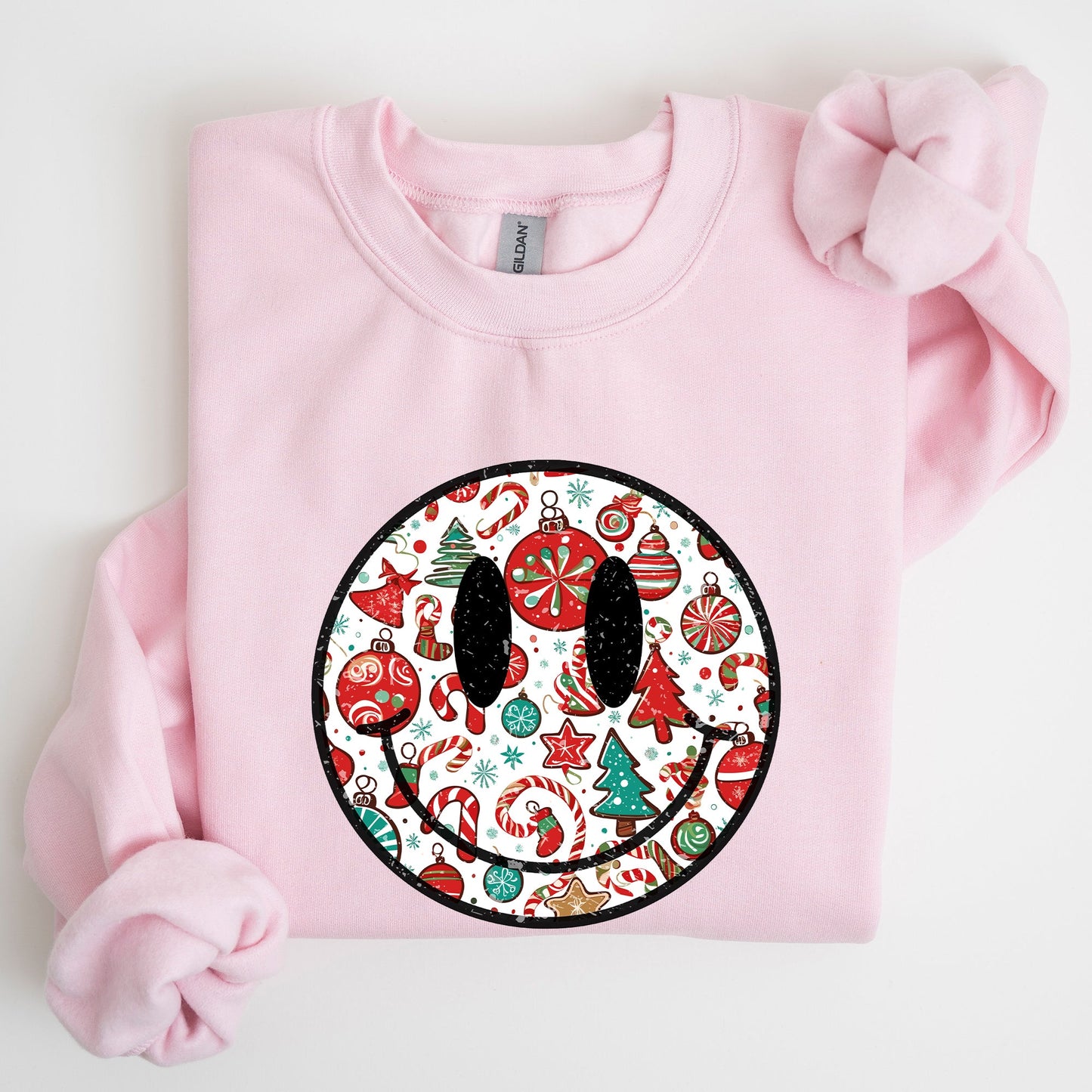 Retro Christmas Smiley, Funny, Winter, Santa, Xmas Sweatshirt