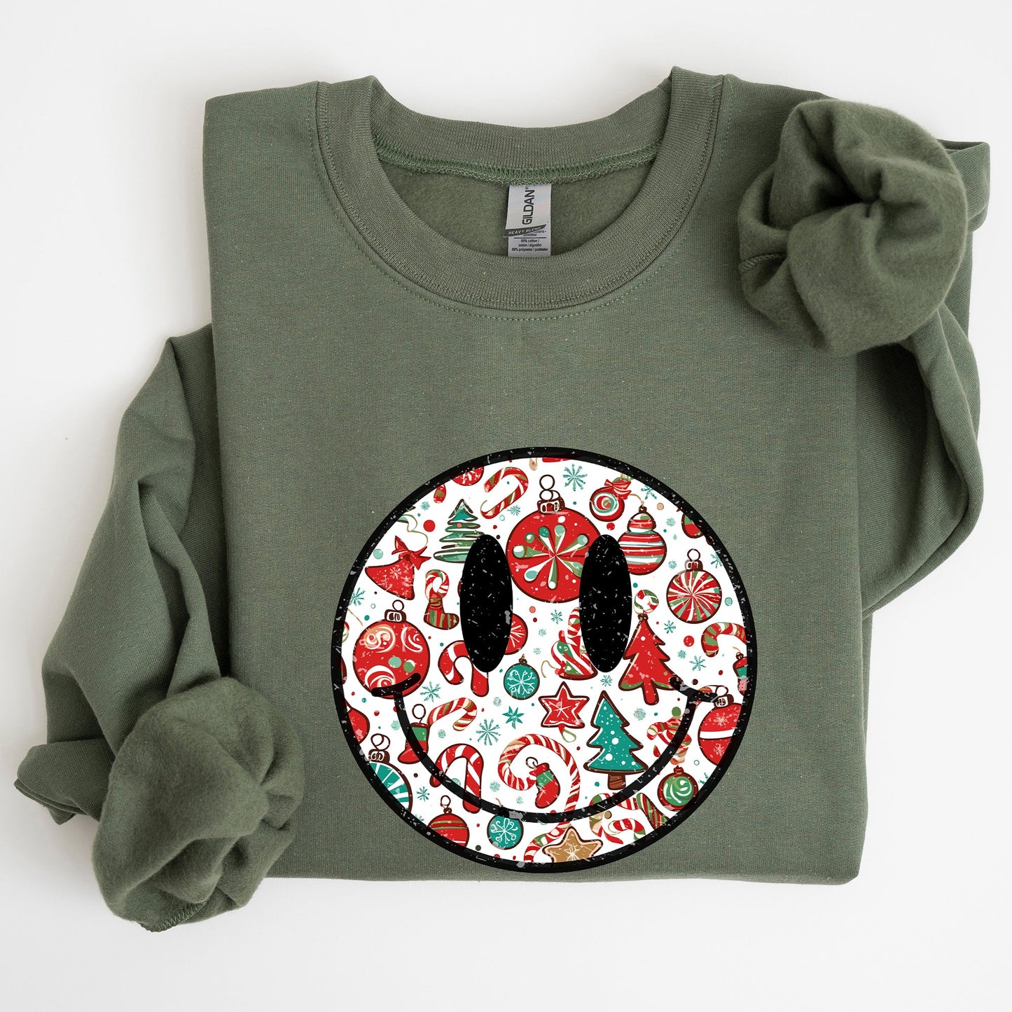 Retro Christmas Smiley, Funny, Winter, Santa, Xmas Sweatshirt