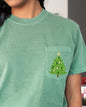 Retro Christmas Tree, Pocket, Santa, Snow, Xmas Pocket Tee Comfort Colors T-Shirt