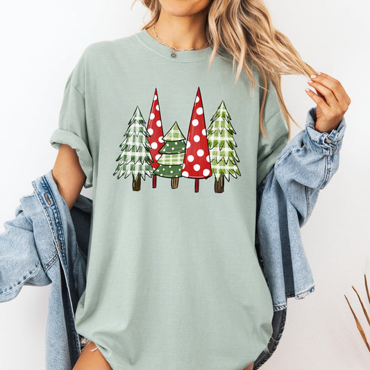Retro Christmas Trees, Winter, Snow, Santa Tshirt Comfort Colors T-Shirt