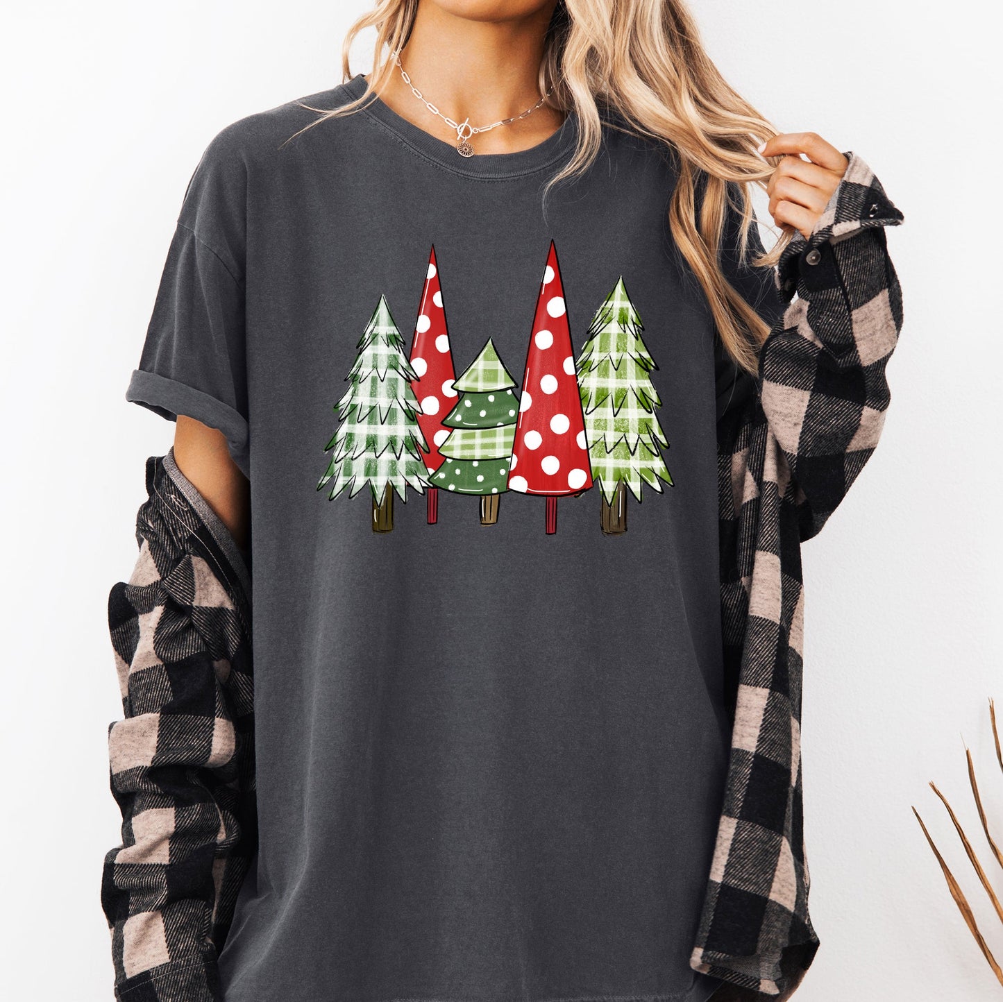 Retro Christmas Trees, Winter, Snow, Santa Tshirt Comfort Colors T-Shirt