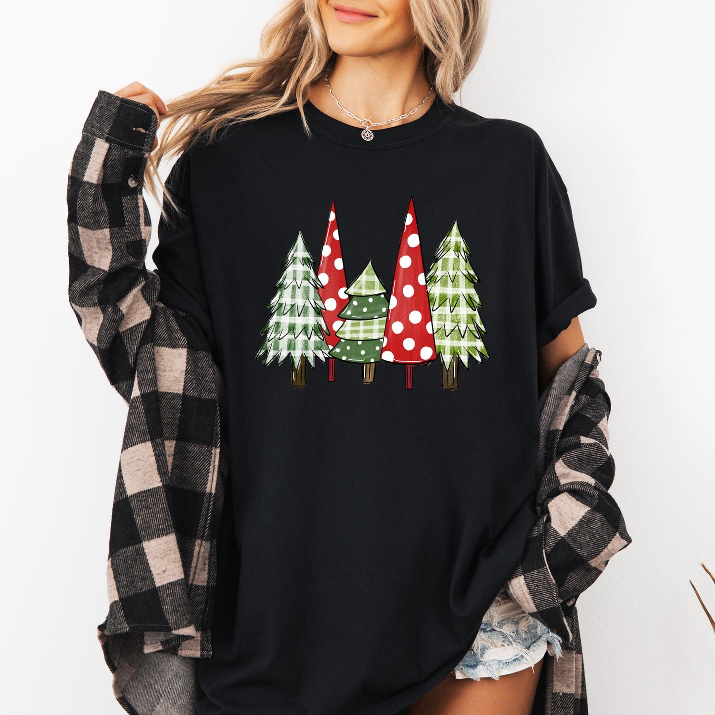 Retro Christmas Trees, Winter, Snow, Santa Tshirt Comfort Colors T-Shirt