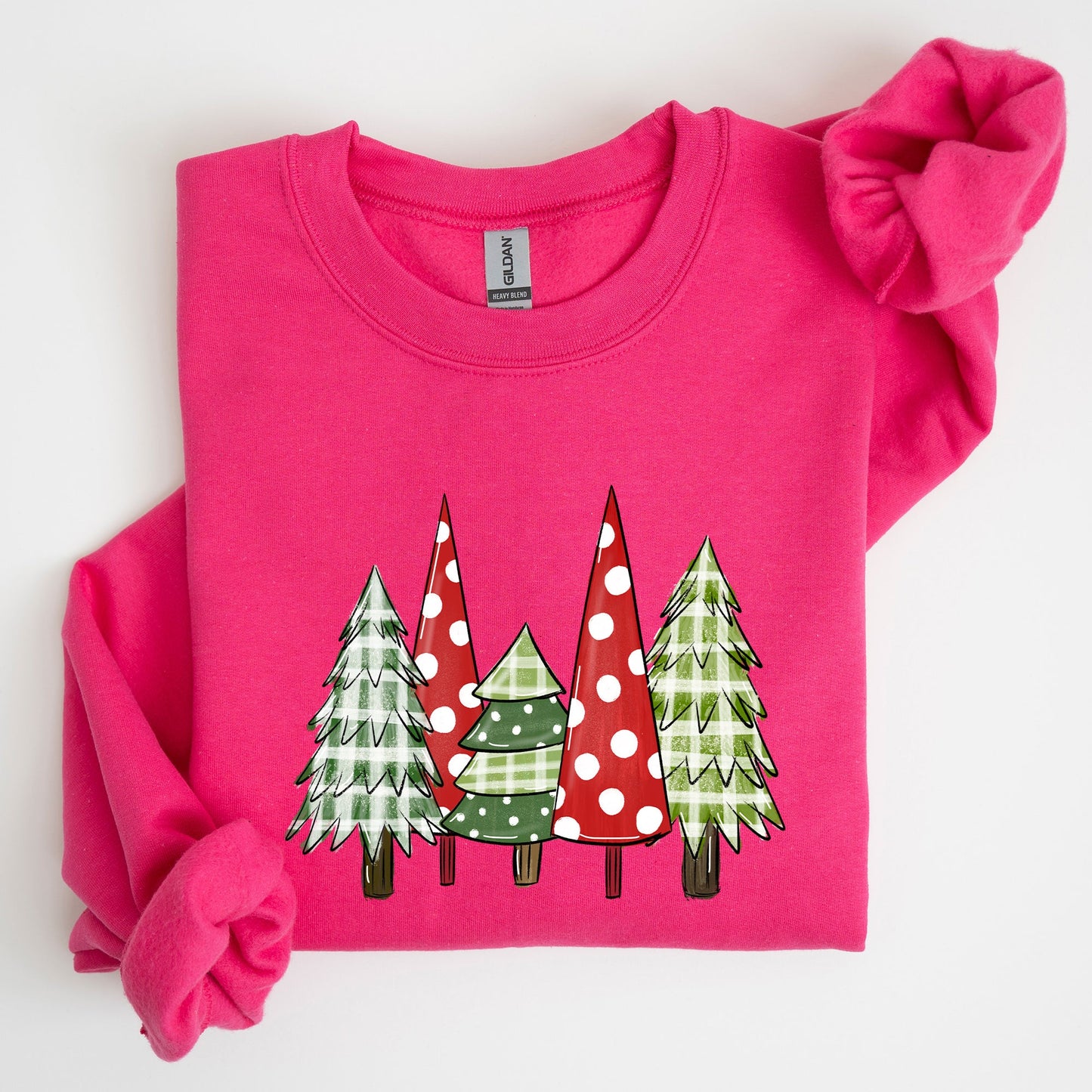 Retro Christmas Trees, Winter, Snow, Santa Sweatshirt