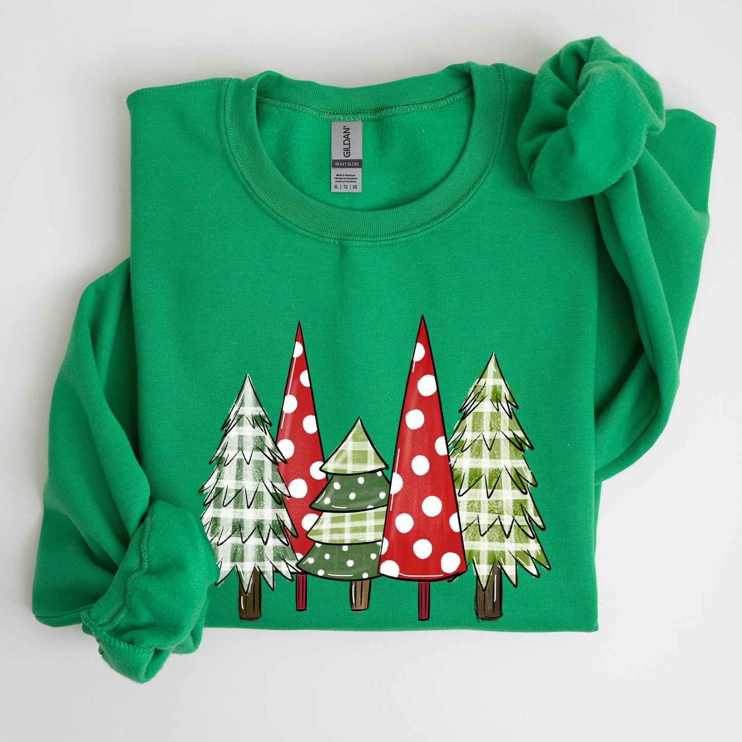 Retro Christmas Trees, Winter, Snow, Santa Sweatshirt