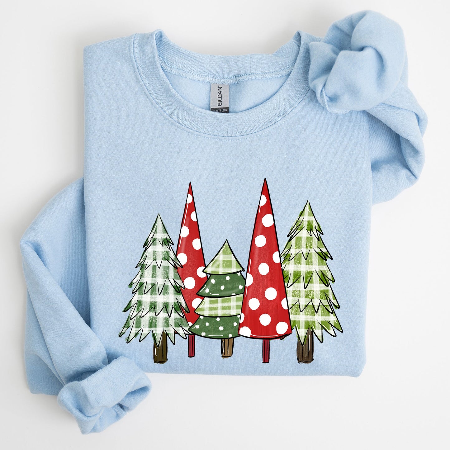 Retro Christmas Trees, Winter, Snow, Santa Sweatshirt
