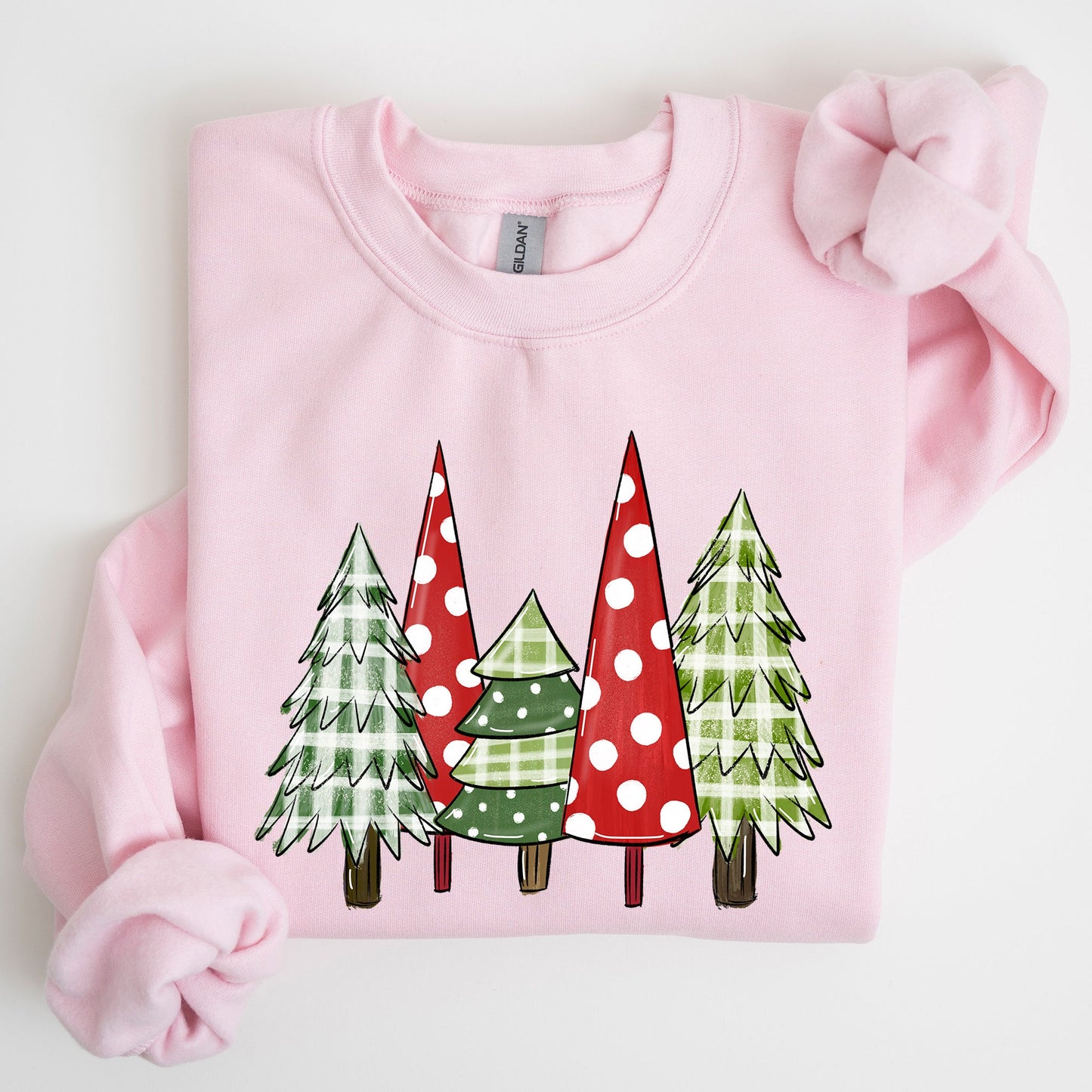 Retro Christmas Trees, Winter, Snow, Santa Sweatshirt