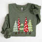 Retro Christmas Trees, Winter, Snow, Santa Sweatshirt