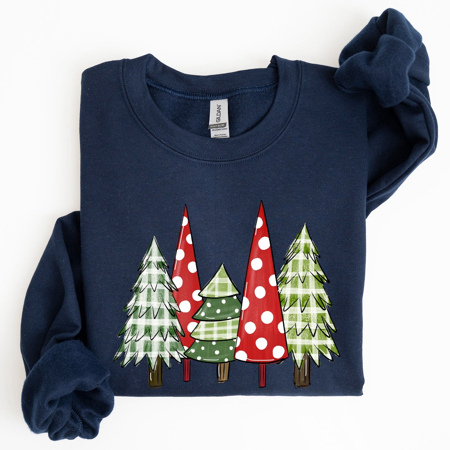 Retro Christmas Trees, Winter, Snow, Santa Sweatshirt