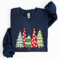 Retro Christmas Trees, Winter, Snow, Santa Sweatshirt