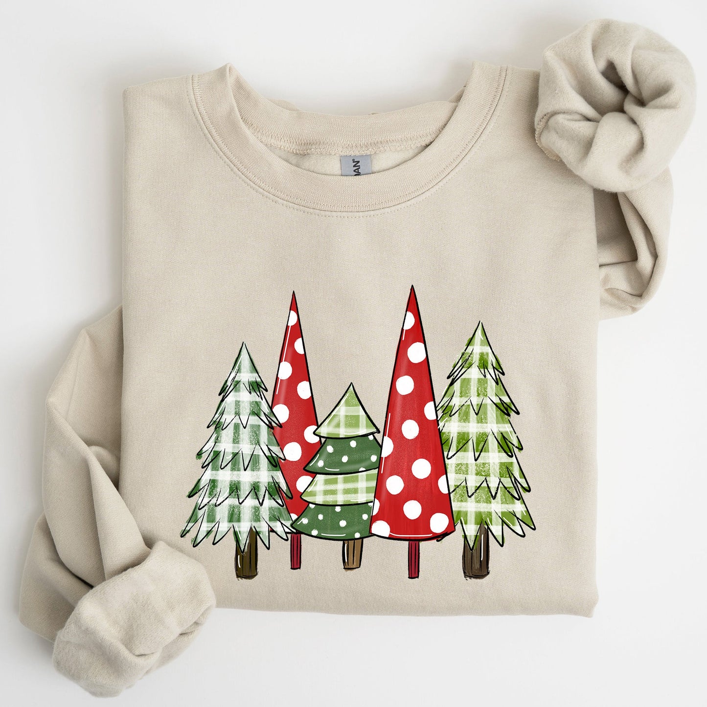Retro Christmas Trees, Winter, Snow, Santa Sweatshirt
