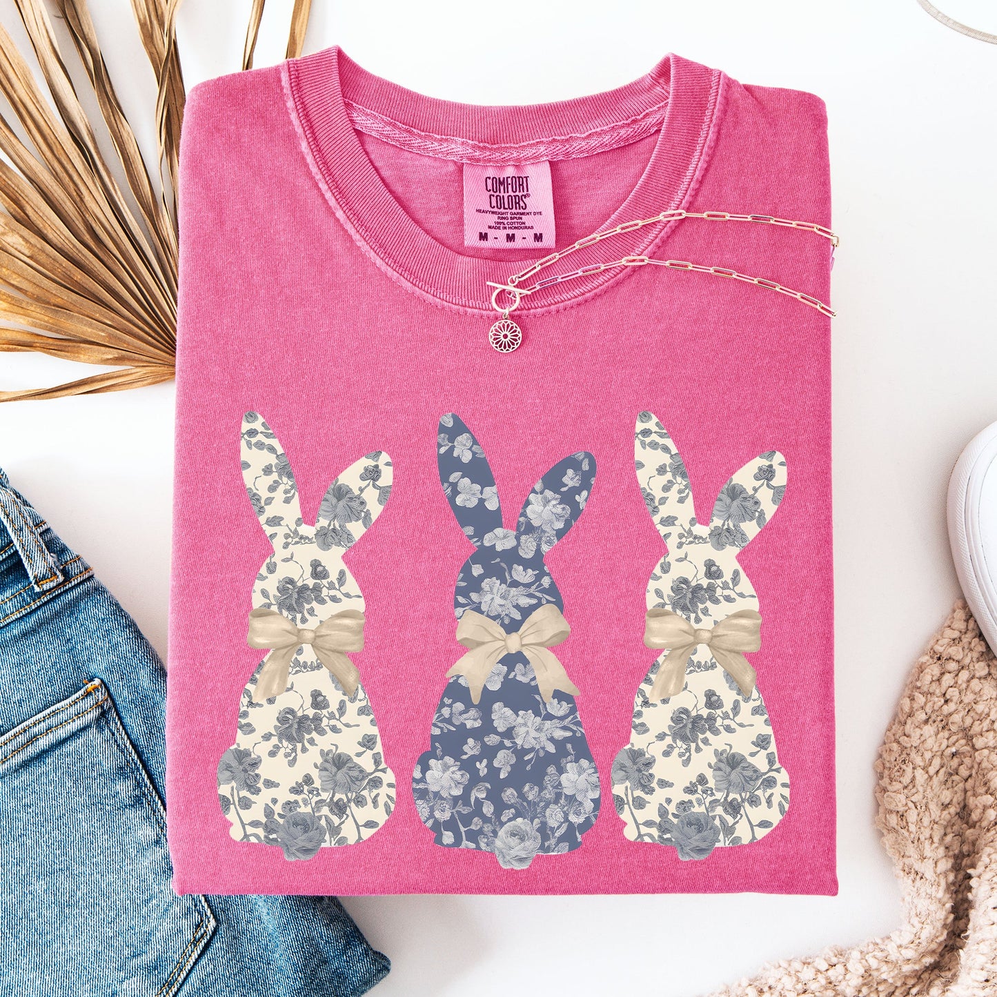Retro Easter Bunnies, Girly, Chinoiserie Patterns, Cute, Rabbits Tshirt Comfort Colors T-Shirt