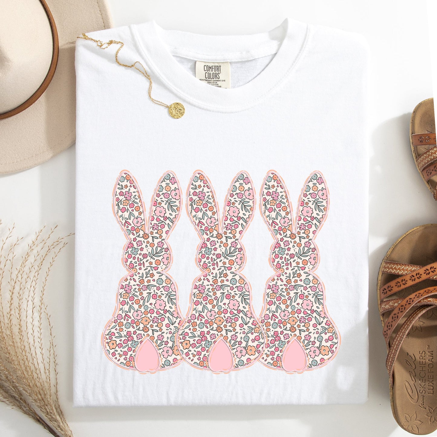 Retro Easter Bunnies, Girly, Pastel Patterns, Cute, Rabbits Tshirt Comfort Colors T-Shirt
