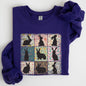 Retro Floral Print, Easter Bunnies, Quilt Sweatshirt