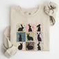 Retro Floral Print, Easter Bunnies, Quilt Sweatshirt