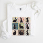 Retro Floral Print, Easter Bunnies, Quilt Sweatshirt