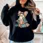 Retro Halloween Faux Denim Ghost, Faux Patchwork Spooky Ghost, Cute Boo Ghost Coquette, Fall Pumpkin, Spooky Season, Graphic Hoodie, Hooded Sweatshirt