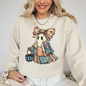 Retro Halloween Faux Denim Ghost, Faux Patchwork Spooky Ghost, Cute Boo Ghost Coquette, Fall Pumpkin, Spooky Season, Halloween Sweatshirt