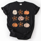 Retro Halloween, Flowers, Pumpkins, Patterned, Autumn, Fall, Comfort Colors T-Shirt