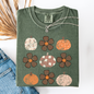 Retro Halloween, Flowers, Pumpkins, Patterned, Autumn, Fall, Comfort Colors T-Shirt