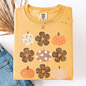 Retro Halloween, Flowers, Pumpkins, Patterned, Autumn, Fall, Comfort Colors T-Shirt