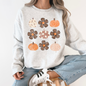 Retro Halloween, Flowers, Pumpkins, Patterned, Autumn, Fall Sweatshirt