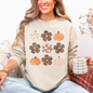 Retro Halloween, Flowers, Pumpkins, Patterned, Autumn, Fall Sweatshirt