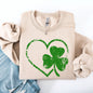 Retro Heart, Vintage, St Patrick's Day, Shamrock, Clover, Lucky, Leprechaun Sweatshirt