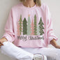 Retro Merry Christmas Trees, Pastel Christmas Sweatshirt