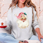 Retro Pink Santa, Leopard Cheetah Print, Christmas Sweatshirt