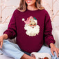 Retro Pink Santa, Leopard Cheetah Print, Christmas Sweatshirt