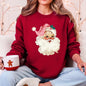 Retro Pink Santa, Leopard Cheetah Print, Christmas Sweatshirt