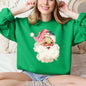 Retro Pink Santa, Leopard Cheetah Print, Christmas Sweatshirt