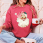 Retro Pink Santa, Leopard Cheetah Print, Christmas Sweatshirt